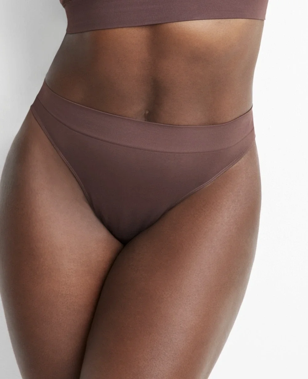 State of Day Women Seamless Thong Underwear Puce Size XL